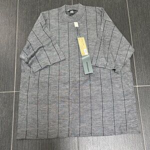 Johnston and Murphy men’s 100 pct silk short slv silvr/grey men’s size L NWT